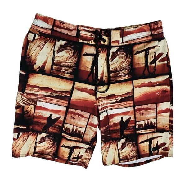Far West Surf 🏄 Palms Sunset Tropical Board Swim Trunk Sz L NWOT - Picture 4 of 10